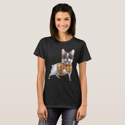 Franse Bulldog I Love mama Tattoo Dog Moederdag T-shirt (Voorkant volledig)