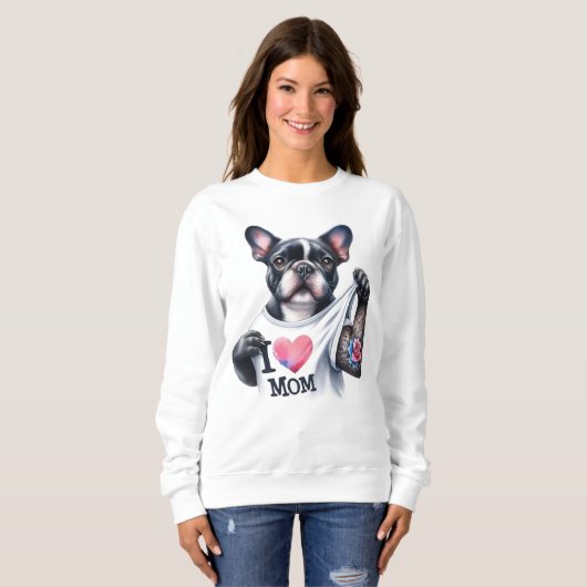 Franse Bulldog I 💗 Mom TShirt (Voorkant volledig)