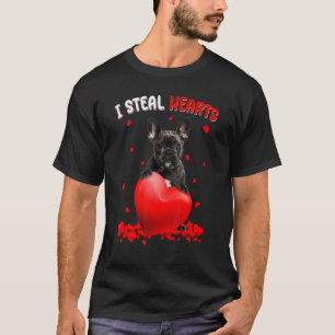 Franse Bulldog I Steal Hearts Cute Dog Hug Heart V T-shirt