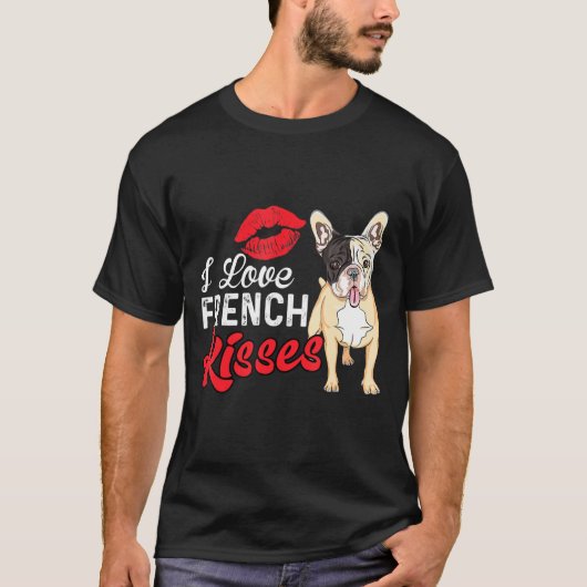 Franse Bulldog - Ik hou van Franse kussen T-shirt (Voorkant)