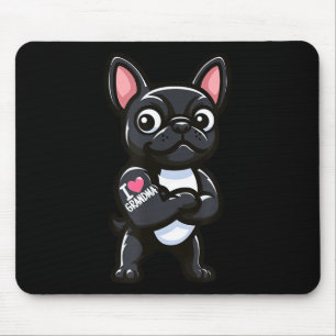 Franse Bulldog Ik hou van oma Funny Dog Tattoo Muismat