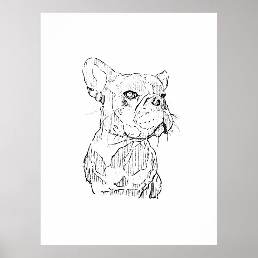 Franse Bulldog Illustratie, Persoonlijk Poster (Voorkant)