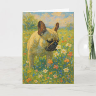 Franse Bulldog Impressionisten-stijl Kerstkaart Kaart