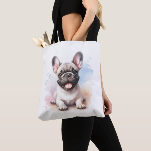Franse Bulldog in aquarel Tote Bag (Dichtbij)
