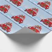 Franse Bulldog In Auto Met Kerstman Cadeaupapier (Hoek)