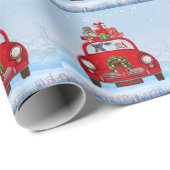 Franse Bulldog In Auto Met Kerstman Cadeaupapier (Rol Hoek)