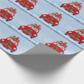 Franse Bulldog In Auto Met Kerstman Cadeaupapier (Hoek)