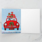 Franse Bulldog In Auto Met Kerstman Kaart (Binnen)