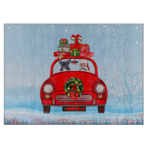 Franse Bulldog In Auto Met Kerstman Snijplank