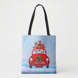 Franse Bulldog In Auto Met Kerstman Tote Bag
