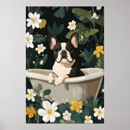 Franse Bulldog in badkuip poster, grappige hond Poster