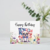 Franse Bulldog in Bloemenveld Verjaardag Briefkaart (Staand voorkant)