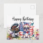Franse Bulldog in Bloemveld Verjaardag Briefkaart (Voorkant / Achterkant)