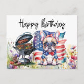 Franse Bulldog in Bloemveld Verjaardag Briefkaart (Voorkant)