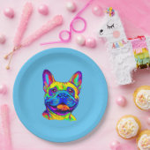 Franse Bulldog in Color Papieren Bordje (Feest)