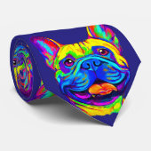 Franse Bulldog in Colors Stropdas (Opgerold)