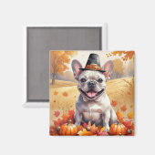 Franse Bulldog in de herfst verlaat Thanksgiving k Magneet (Voorkant / Achterkant)
