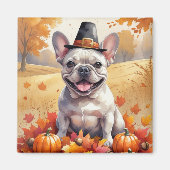 Franse Bulldog in de herfst verlaat Thanksgiving k Magneet (Voorkant)