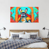 Franse Bulldog In De Tuin Van Aardse Lusten 5 Canvas Afdruk (Insitu (Slaapkamer))