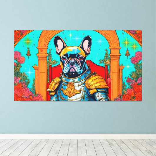 Franse Bulldog In De Tuin Van Aardse Lusten 5 Canvas Afdruk (Insitu (Houten vloer))