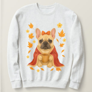 Franse Bulldog in Deken Drinken Koffie Cozy Trui
