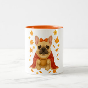 Franse Bulldog in Deken Drinken Koffie Cozy Tweekleurige Koffiemok