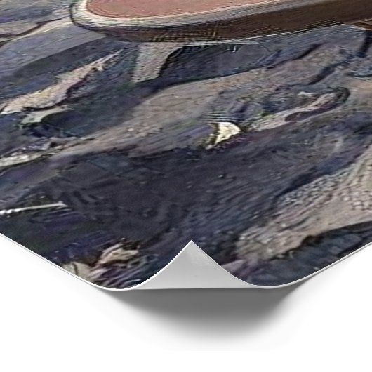 Franse Bulldog in een café in Parijs Whimiscal Poster (Hoek)