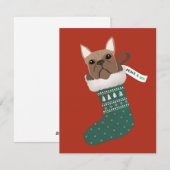 Franse Bulldog in een kerststop Feestdagenkaart (Voorkant / Achterkant)