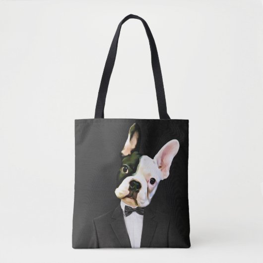 Franse Bulldog in een Tuxedo-Canvas tas (Voorkant)