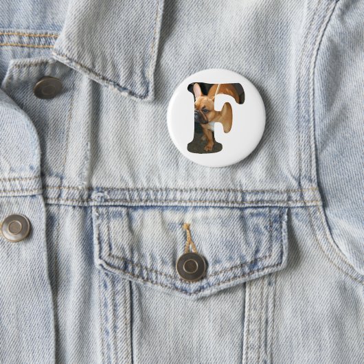 Franse Bulldog in F Ronde Button 5,7 Cm (In situ)