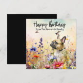 Franse Bulldog in Flower Field Verjaardag waterver (Voorkant / Achterkant)