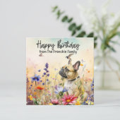 Franse Bulldog in Flower Field Verjaardag waterver (Staand voorkant)