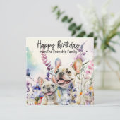 Franse Bulldog in Flower Field Verjaardag waterver (Staand voorkant)