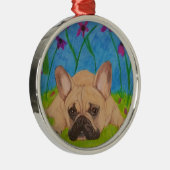 Franse Bulldog in Flowers Ornament (Rechts)