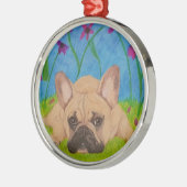 Franse Bulldog in Flowers Ornament (Links)