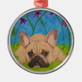 Franse Bulldog in Flowers Ornament