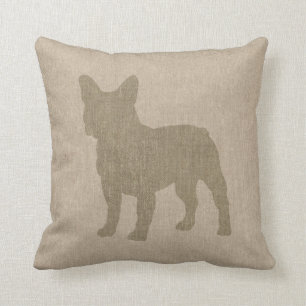 Franse Bulldog in Grey op Linen Kijk Kussen