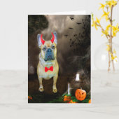 Franse Bulldog in Halloween-kostuum Kaart (Gele Bloem)