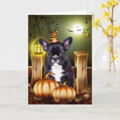 Franse Bulldog in Halloween kostuum Kaart (Gele Bloem)