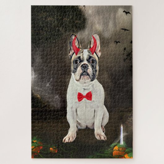 Franse Bulldog in Halloween kostuum Legpuzzel (Verticaal)