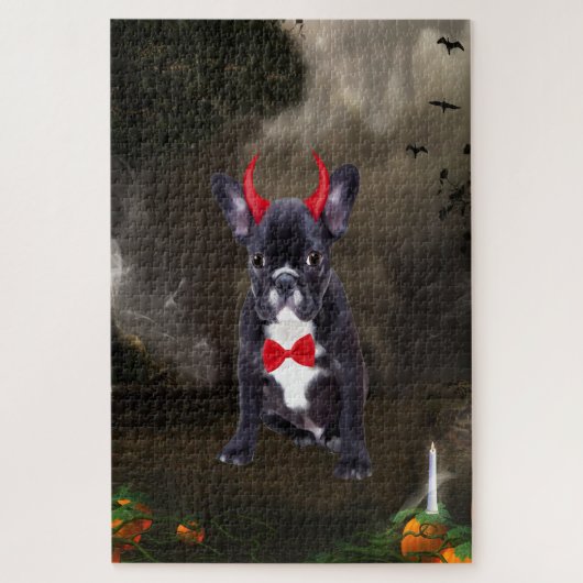 Franse Bulldog in Halloween kostuum Legpuzzel (Verticaal)