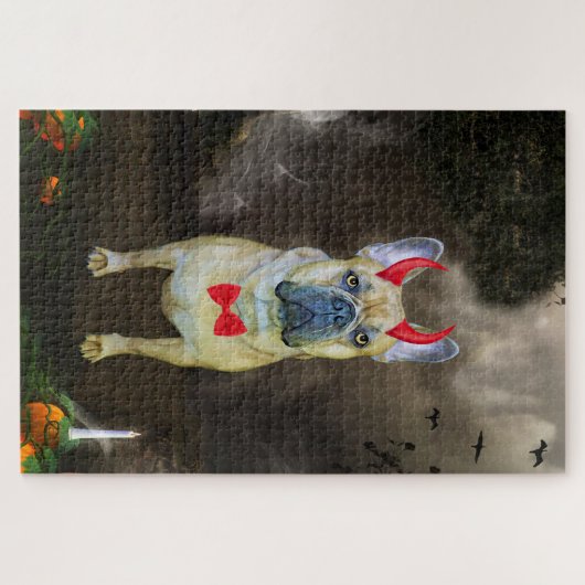 Franse Bulldog in Halloween kostuum Legpuzzel (Horizontaal)