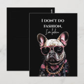 Franse bulldog in Hawaïaans shirt en zonnebrillen Briefkaart (Voorkant / Achterkant)