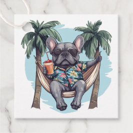 Franse Bulldog in Hawaiaanse Top Bedankjes Labels