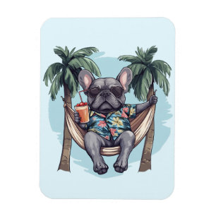 Franse Bulldog in Hawaiaanse Top Magneet