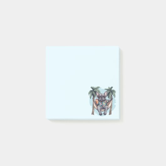Franse Bulldog in Hawaiaanse Top Post-it® Notes (Voorkant)