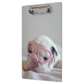 Franse Bulldog in Heart Glasses Klembord (Links)