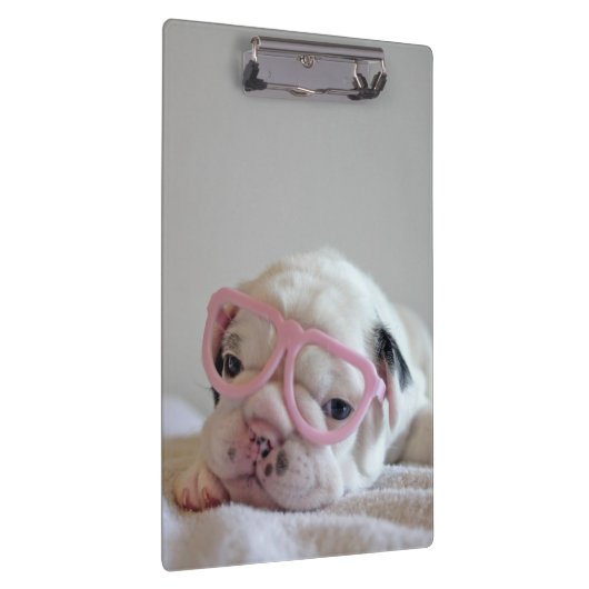 Franse Bulldog in Heart Glasses Klembord (Rechts)