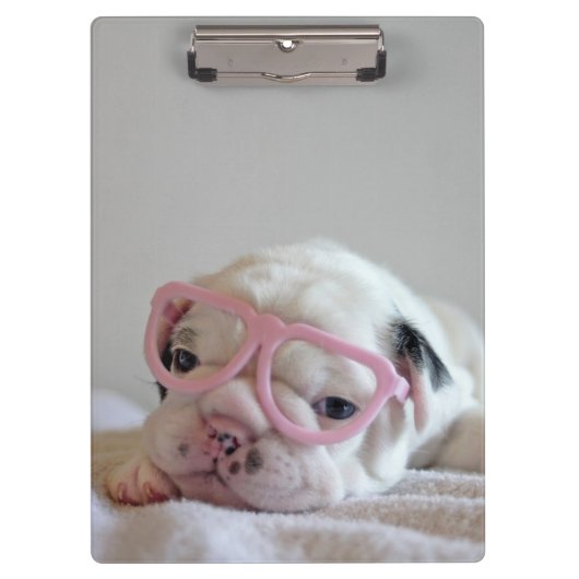 Franse Bulldog in Heart Glasses Klembord (Voorkant)