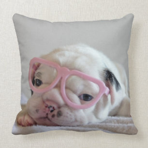 Franse Bulldog in Heart Glasses Kussen